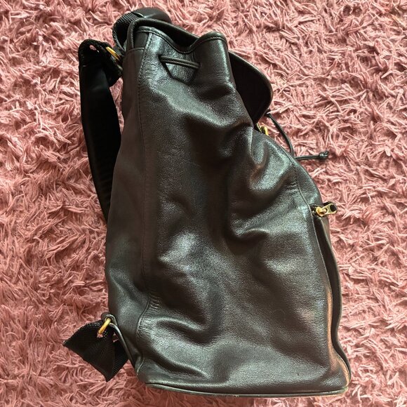 Vintage COACH Large Black Drawstring Backpack Leather Shoulder Bag C3S 0529 - Picture 6 of 9
